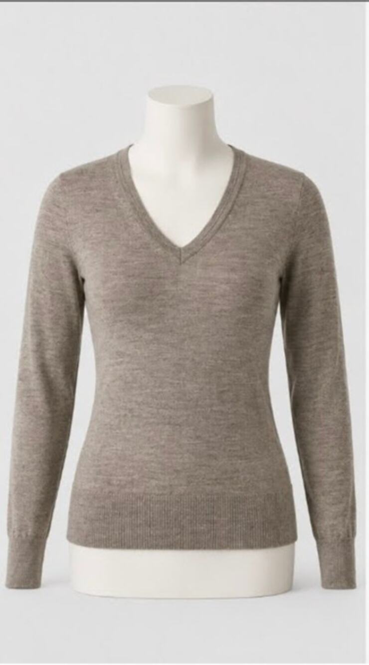 Banana Republic 100% Merino Wool Sweater Womens Sm Grey V Neck Lightweight Knit